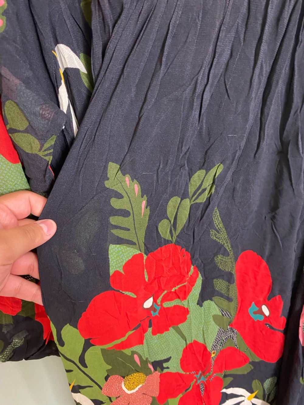 Farm Rio Anthropologie Long Sleeve V Neck Floral Maxi Dress Medium - Picture 4 of 8